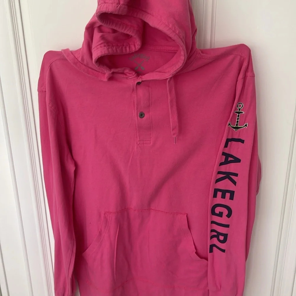 Lakegirl Pink lightweight pullover sweatshirt hoodie size small